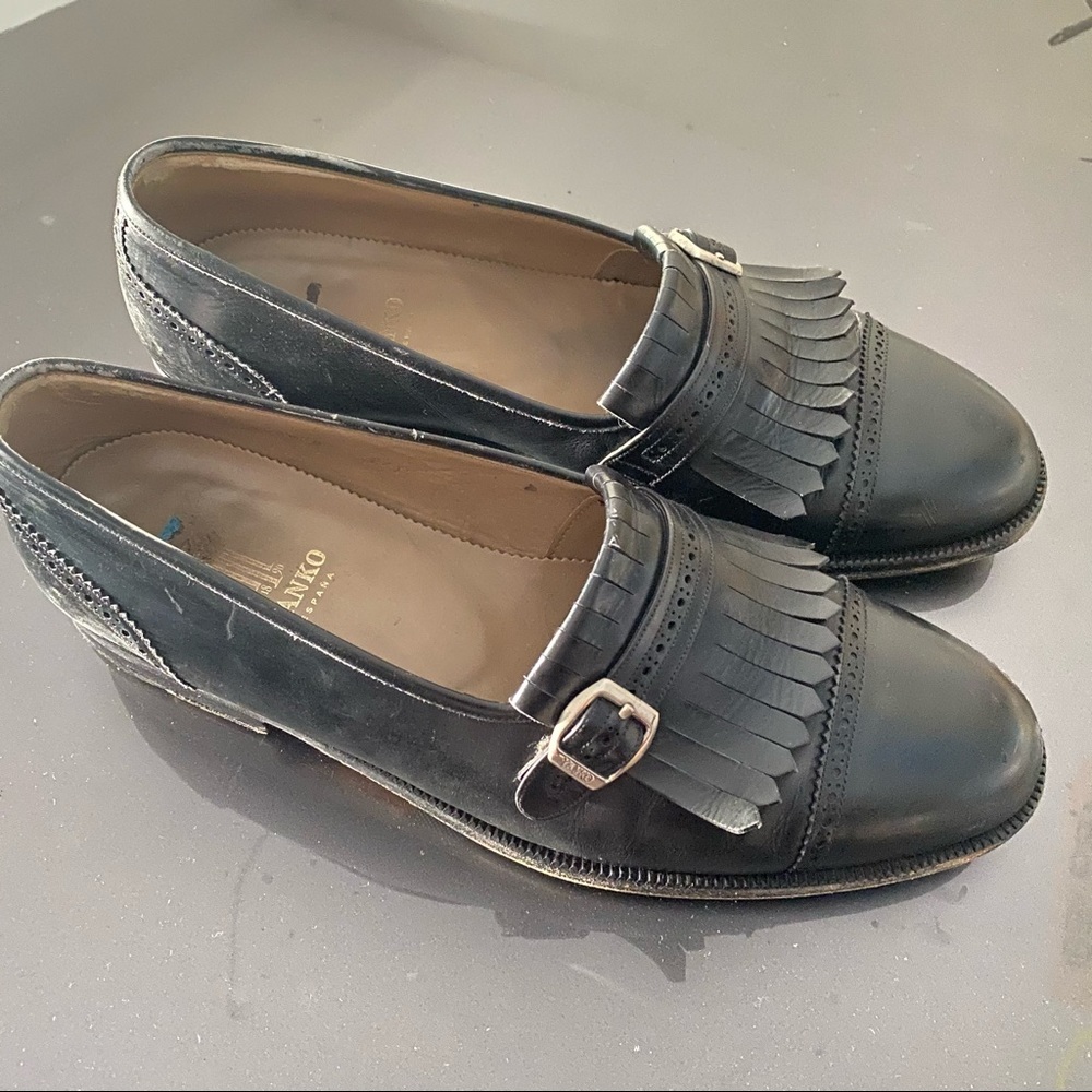 Yanko men’s leather tassel metal bit loafers 10D